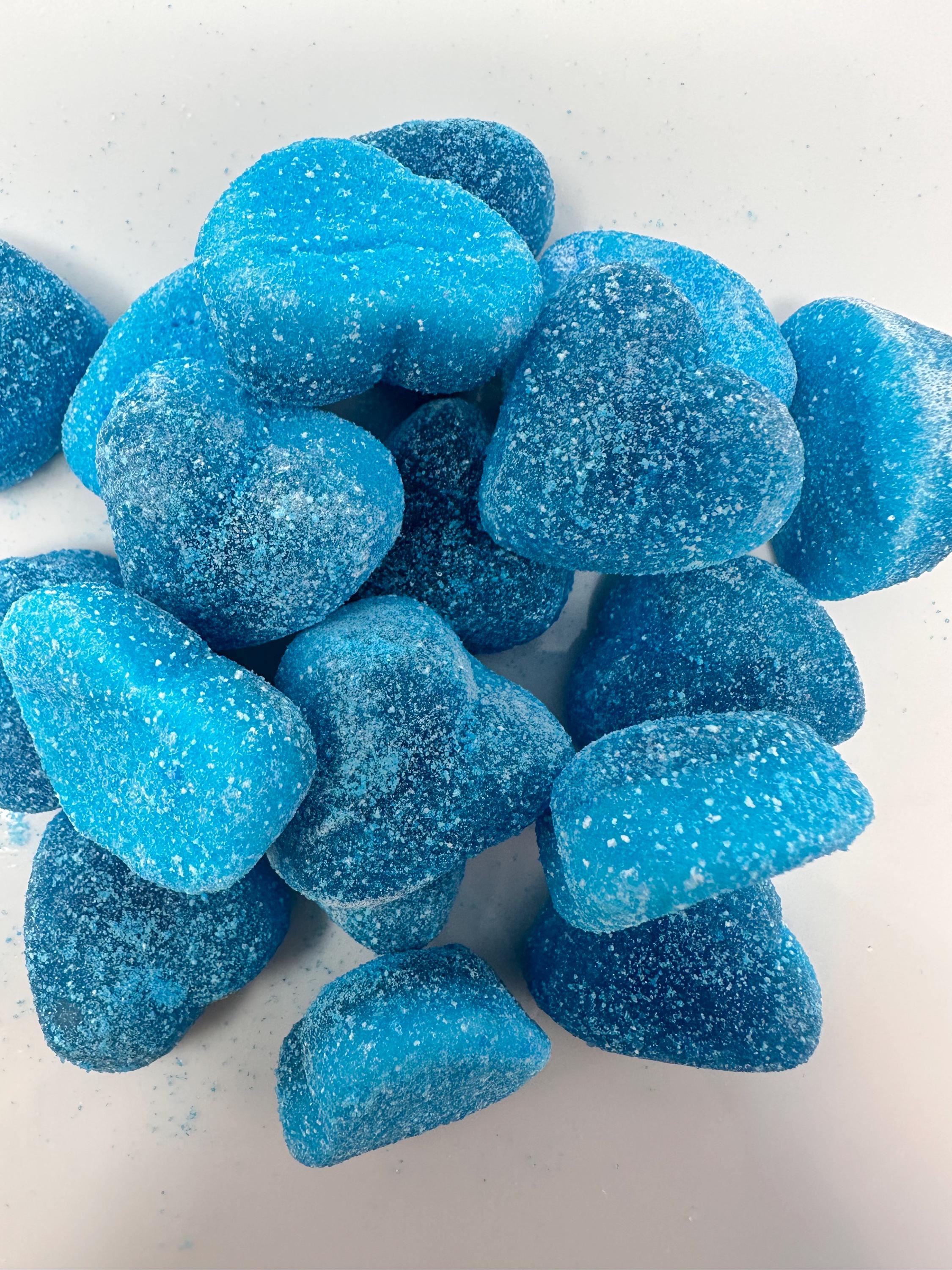 Swedish Blue Raspberry Gummy Hearts: Tart Sugar Candy
