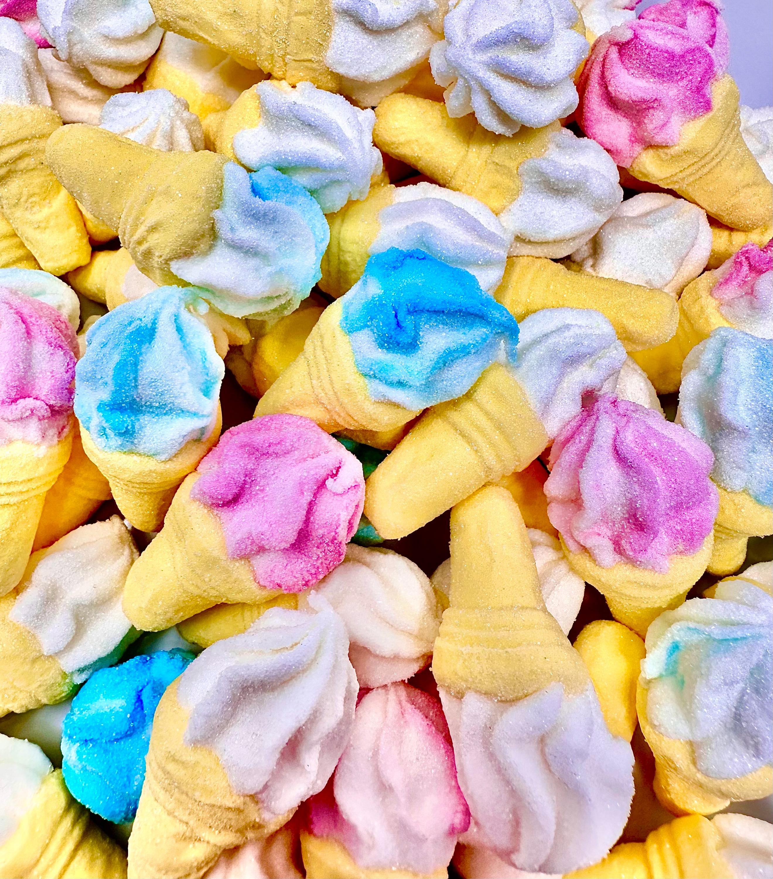 Sugar Coated Marshmallow Ice Cream Cones: Vanilla Flavored, Gluten-Free