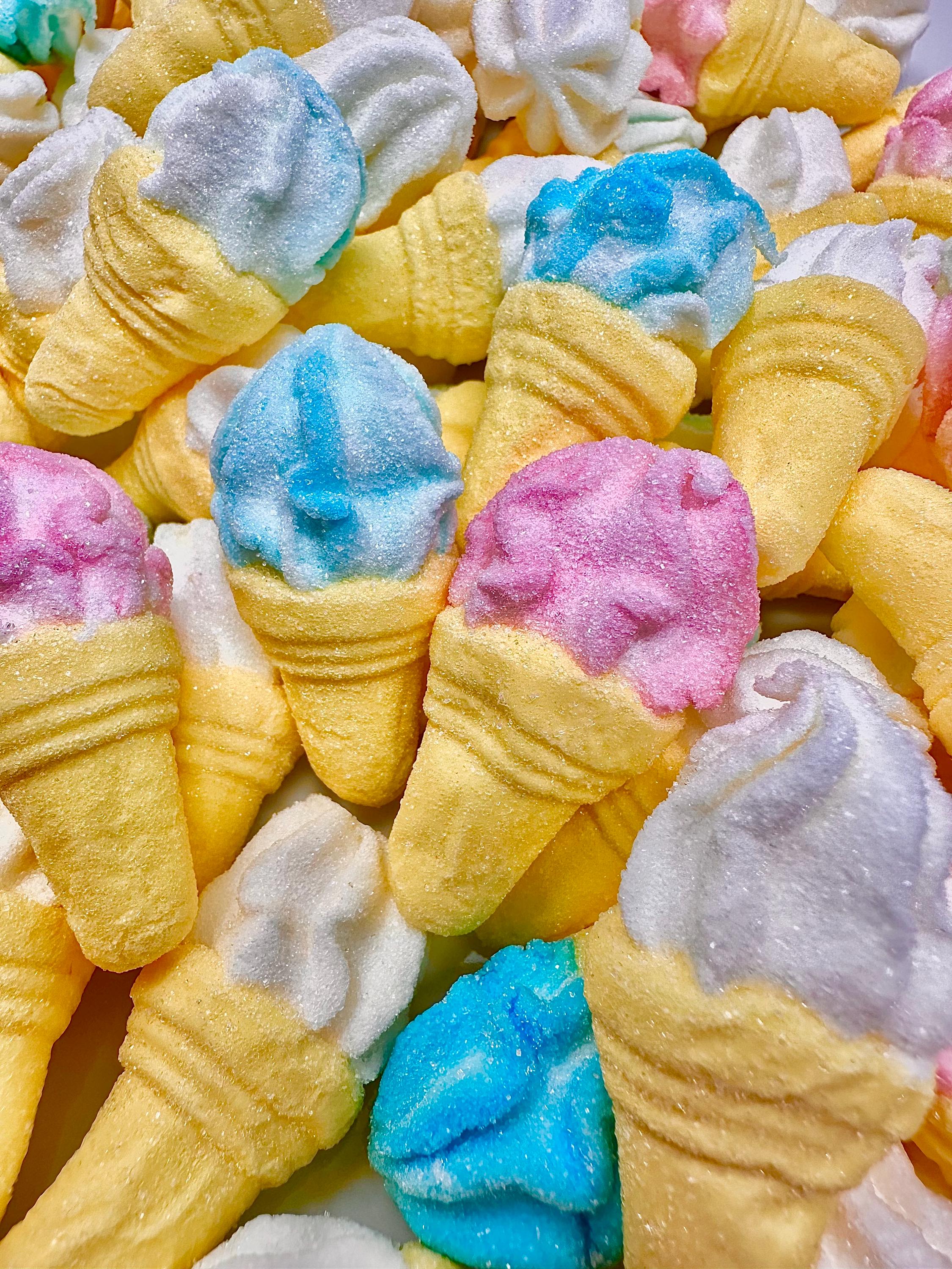 Sugar Coated Marshmallow Ice Cream Cones: Vanilla Flavored, Gluten-Free