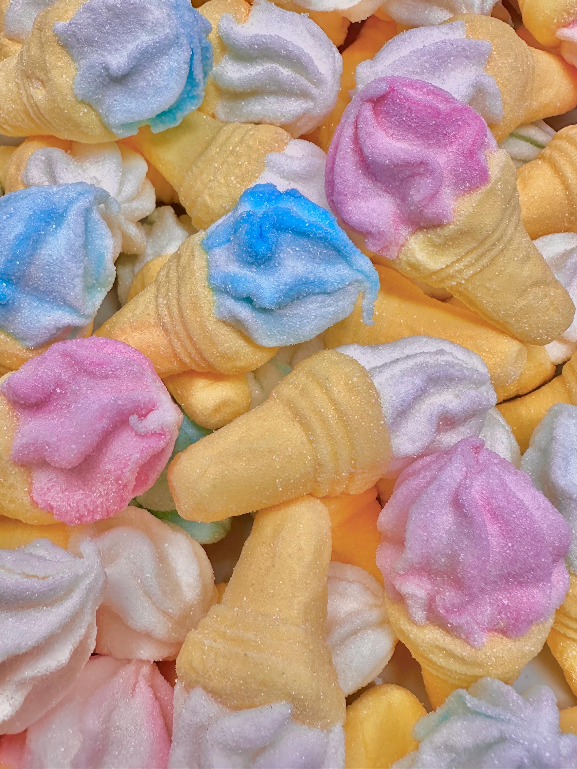 Sugar Coated Marshmallow Ice Cream Cones: Vanilla Flavored, Gluten-Free