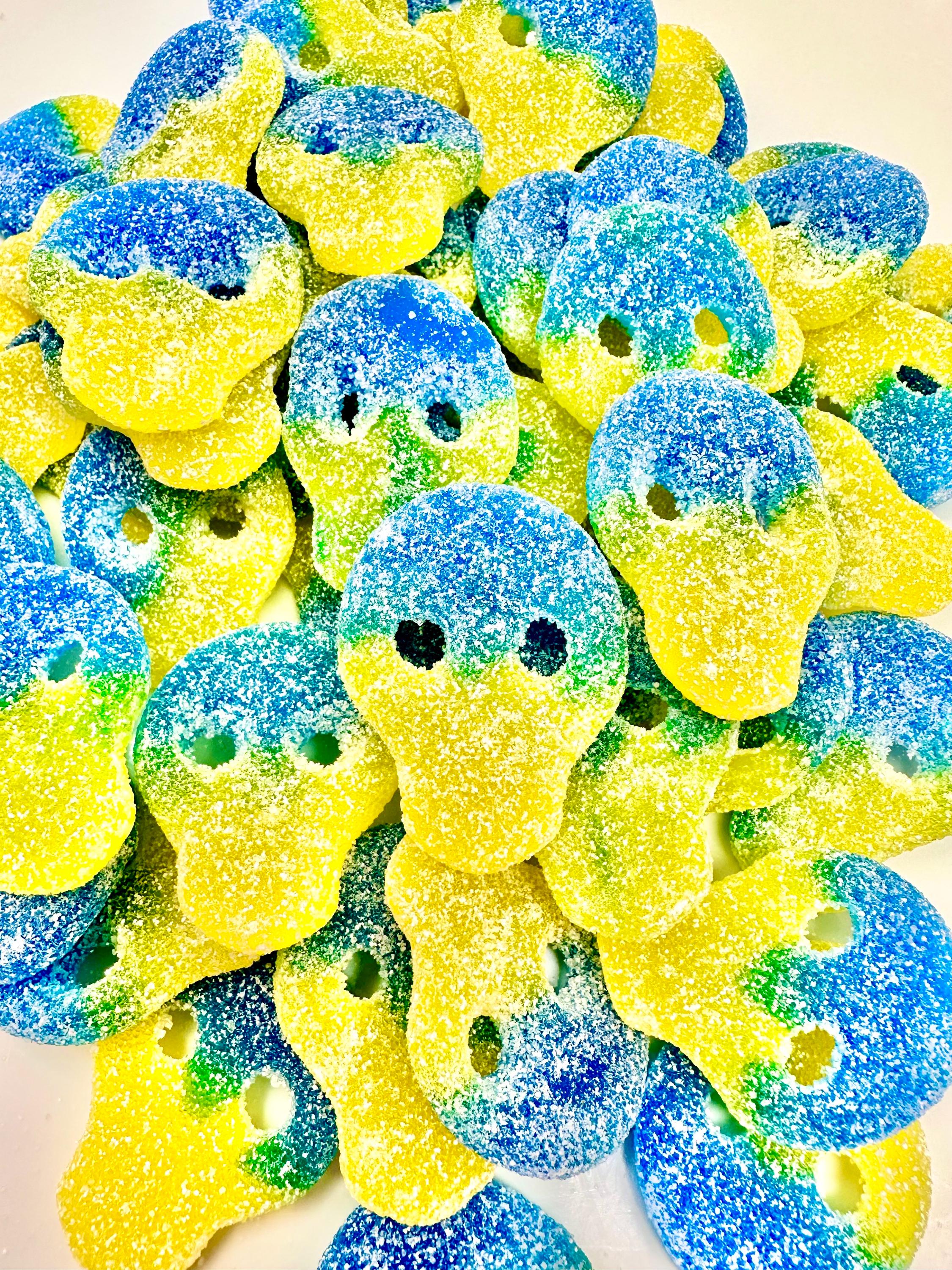 Sour Swedish Skull Gummies: Blue Raspberry Lemon Candy