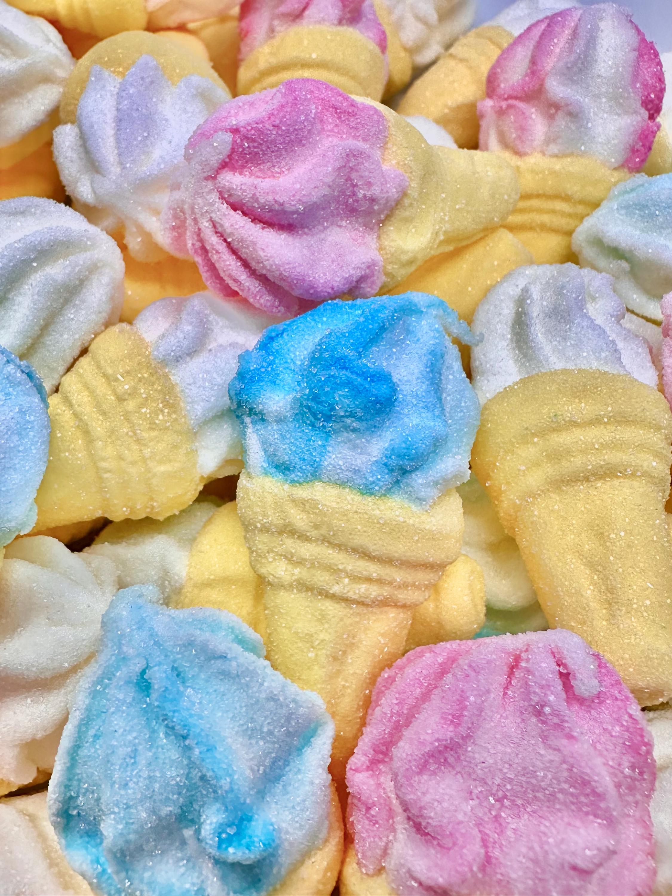 Sugar Coated Marshmallow Ice Cream Cones: Vanilla Flavored, Gluten-Free