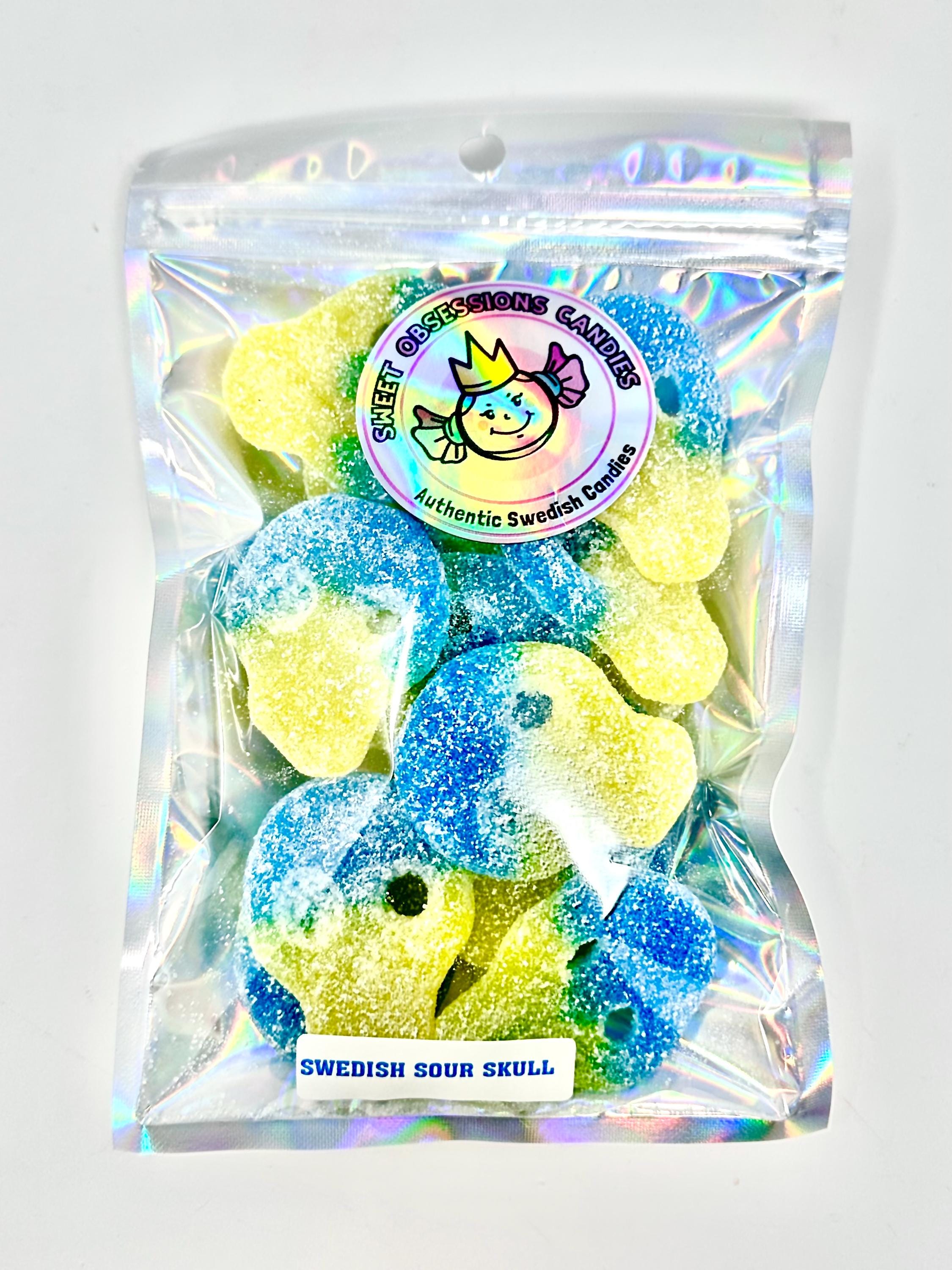 Sour Swedish Skull Gummies: Blue Raspberry Lemon Candy