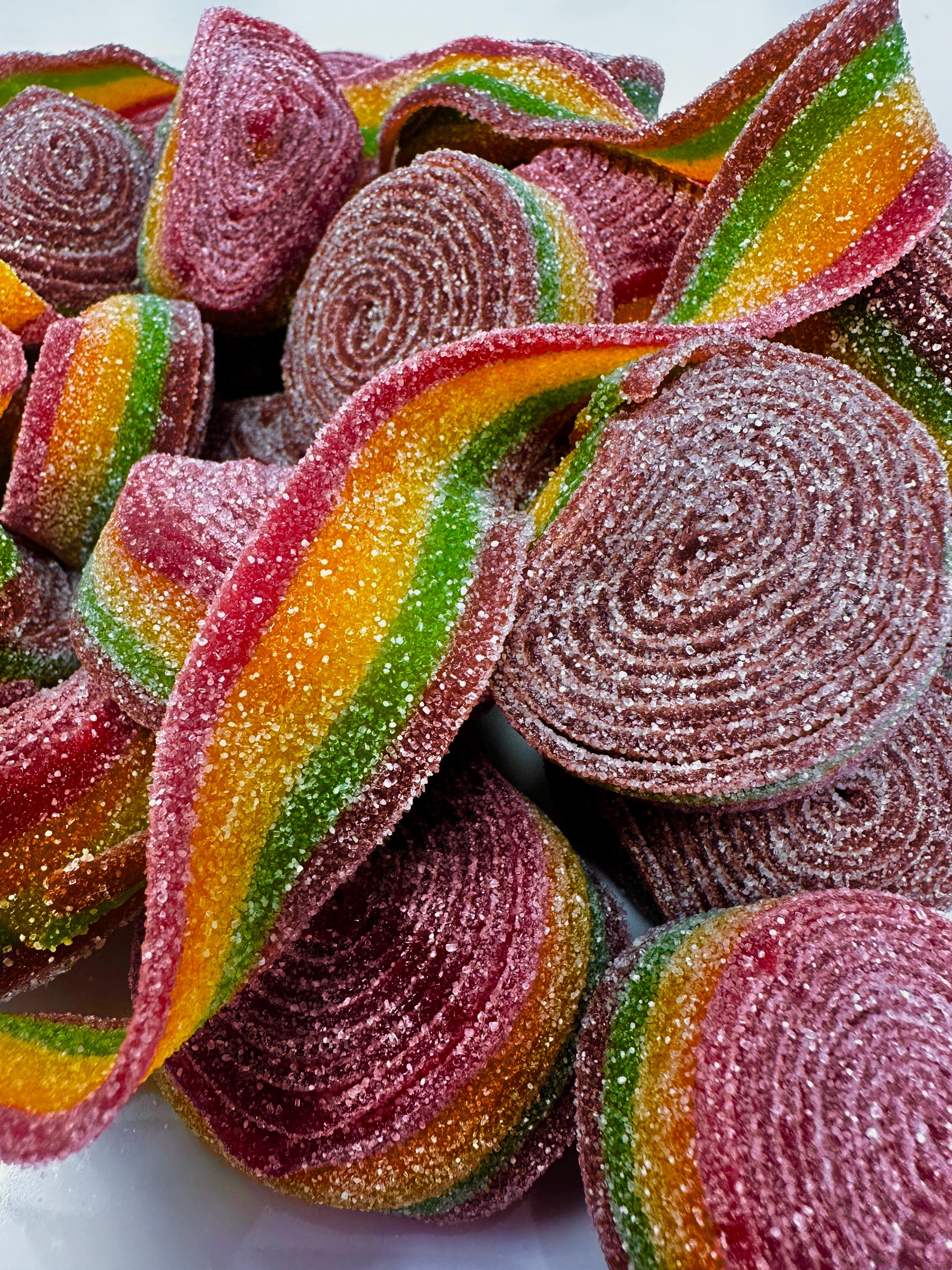 Swedish Sour Gummy Rainbow Rolls: Fruity Candy