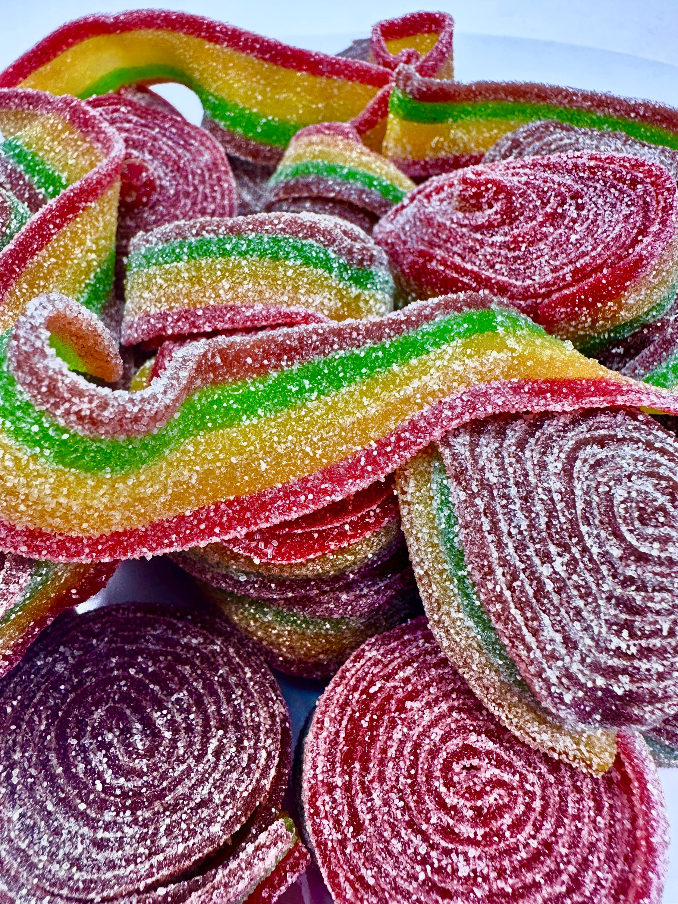 Swedish Sour Gummy Rainbow Rolls: Fruity Candy