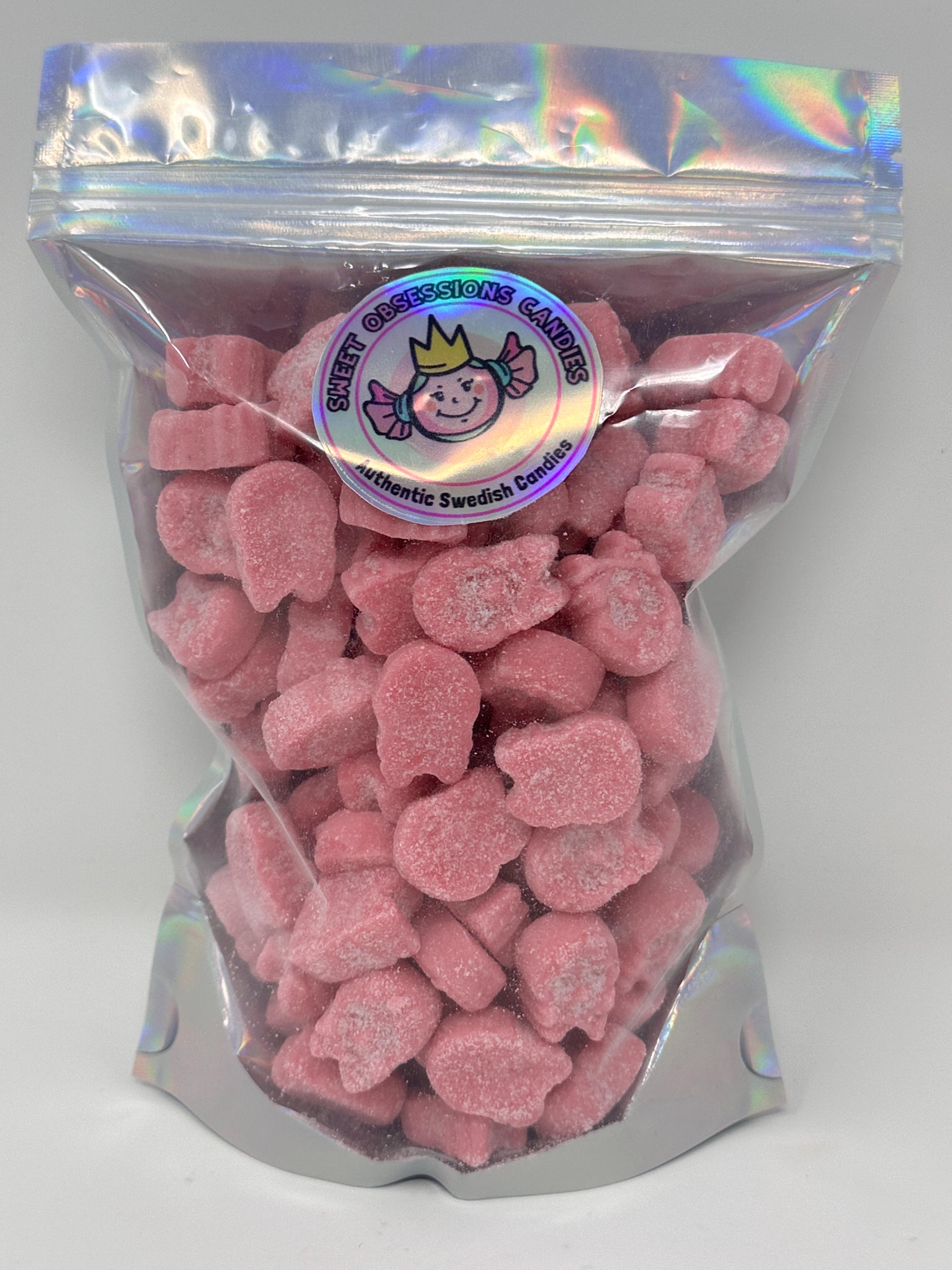 Bubs Mini Sour Raspberry Skulls Swedish Candy Vegan Gummy Candy