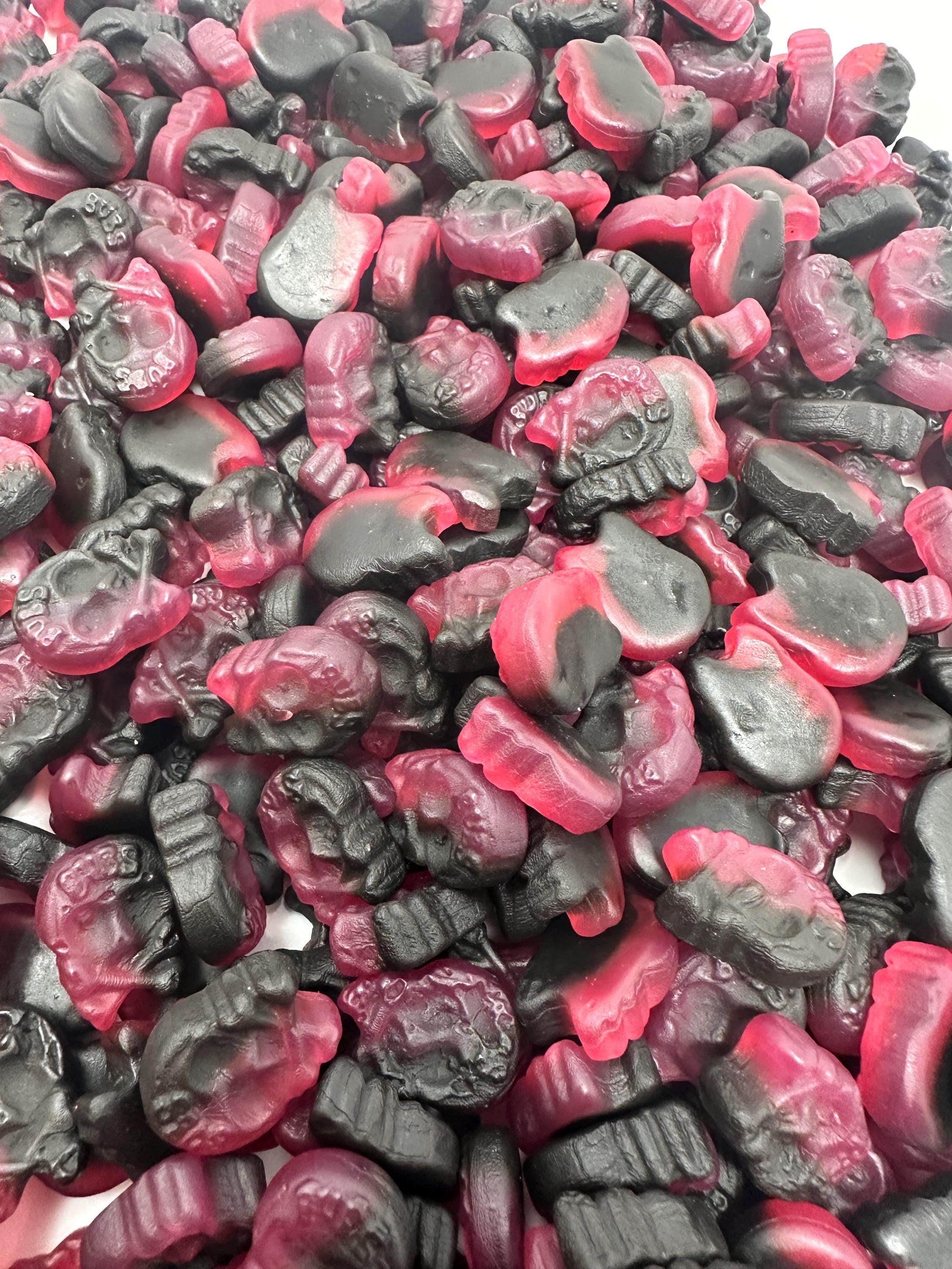 Bubs Mini Skulls Raspberry Licorice Swedish Candy Vegan Gummy Candy