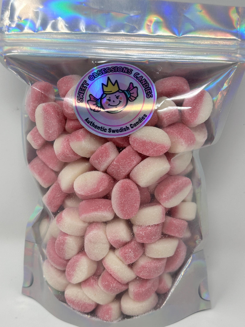 Bubs Mini Strawberry Vanilla Sour Ovals Swedish Candy Vegan Gummy Candy
