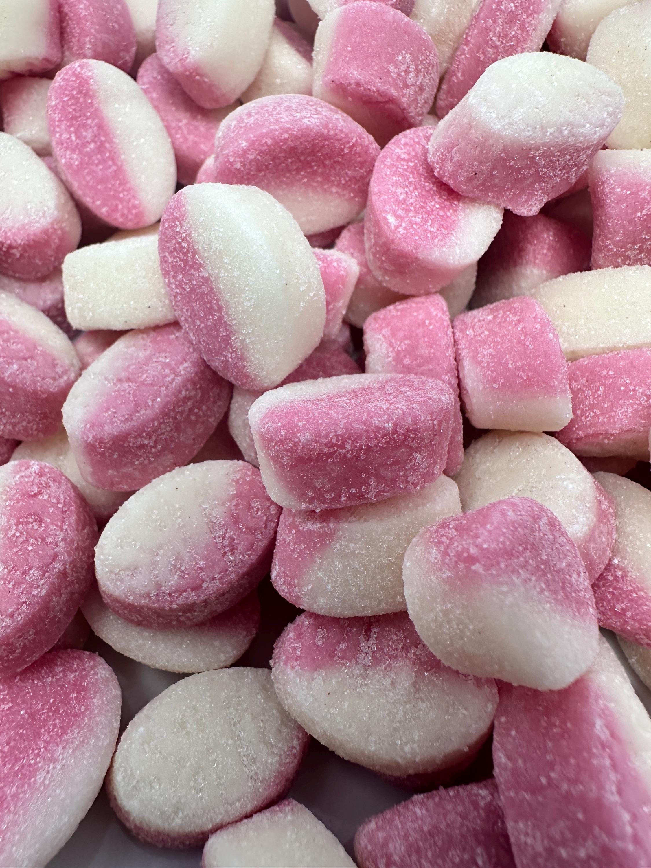 Bubs Mini Strawberry Vanilla Sour Ovals Swedish Candy Vegan Gummy Candy