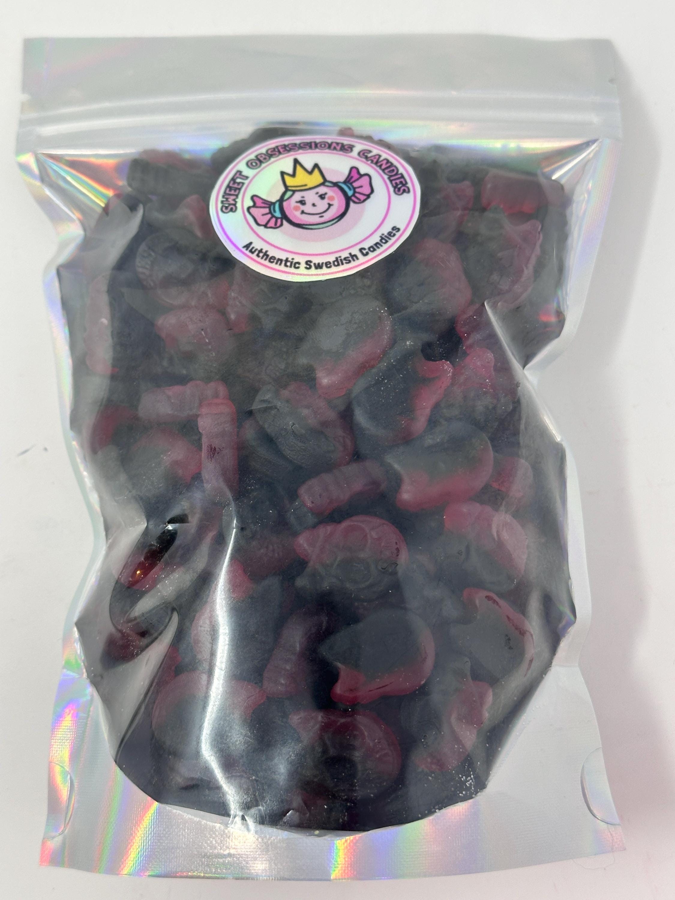 Bubs Mini Skulls Raspberry Licorice Swedish Candy Vegan Gummy Candy