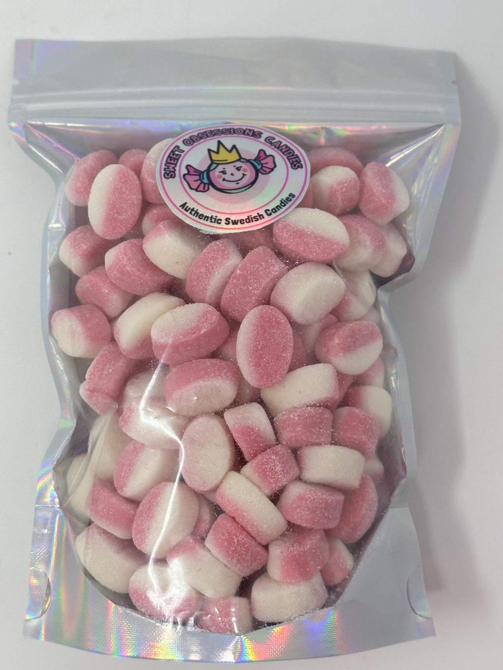 Bubs Mini Strawberry Vanilla Sour Ovals Swedish Candy Vegan Gummy Candy