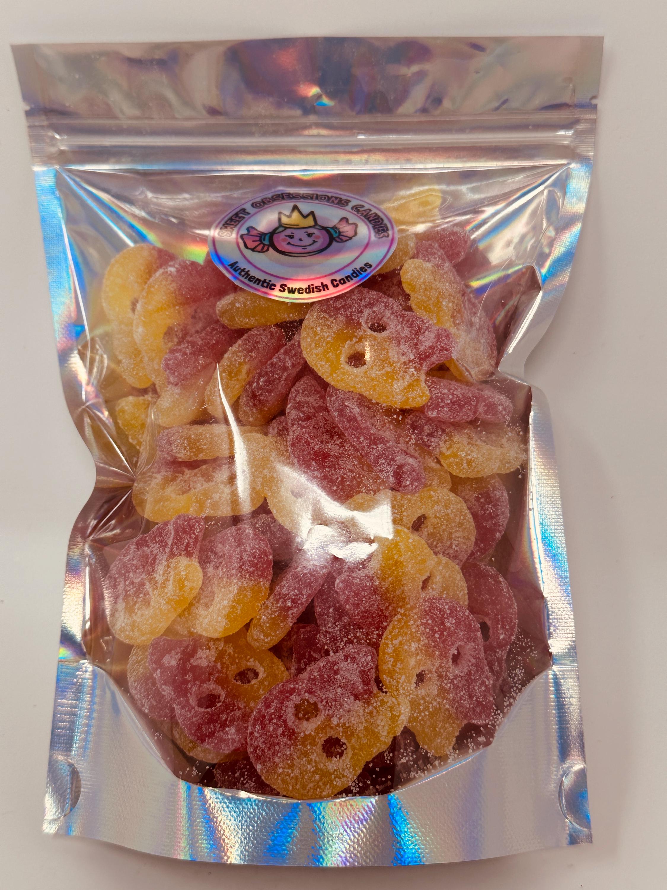 Bubs Sour Lemon Raspberry Mini Skulls, international Candy