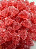 Swedish Sugar Sanded Raspberry Heart Candy | Scandinavian Jelly