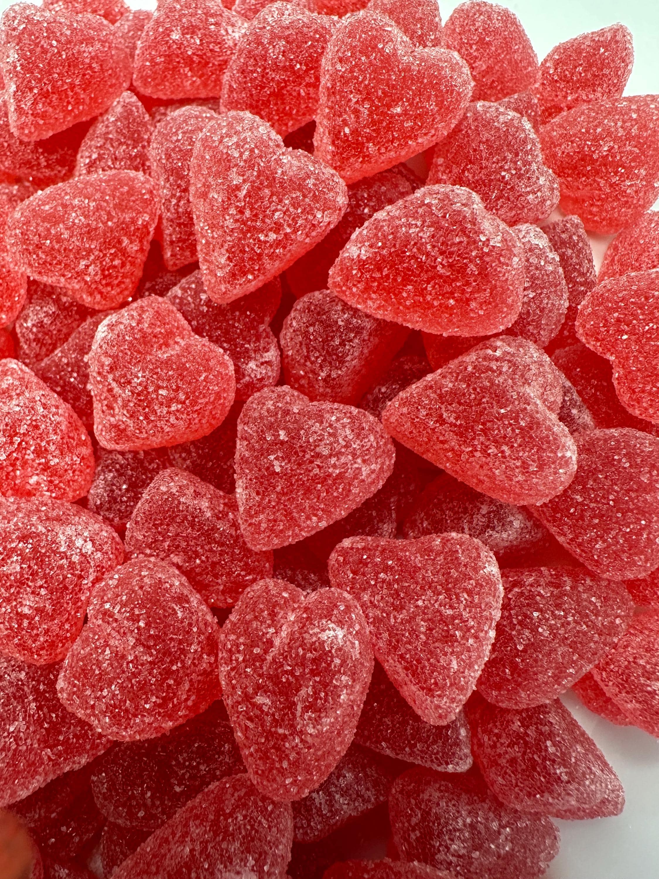 Swedish Sugar Sanded Raspberry Heart Candy | Scandinavian Jelly