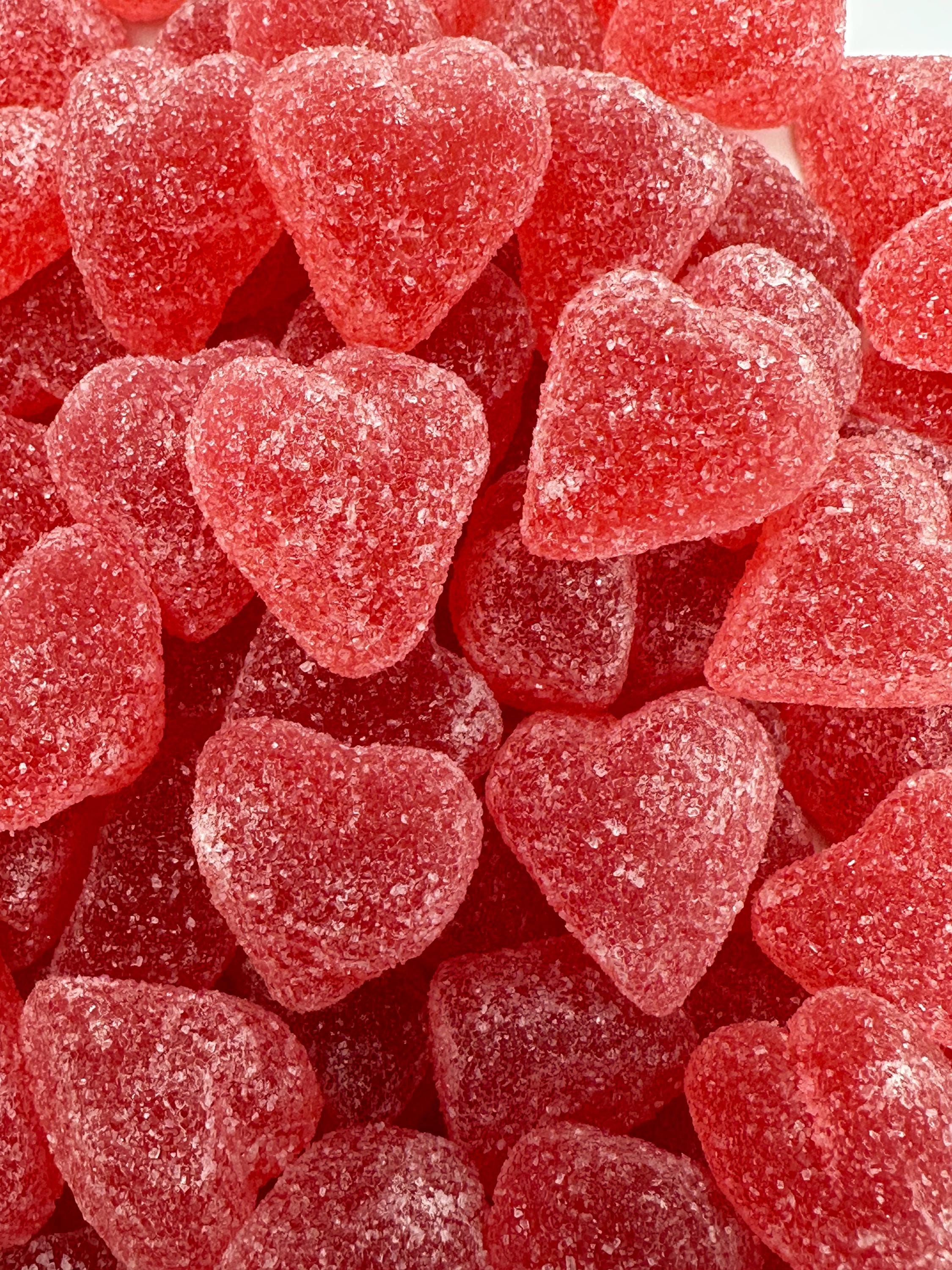 Swedish Sugar Sanded Raspberry Heart Candy | Scandinavian Jelly