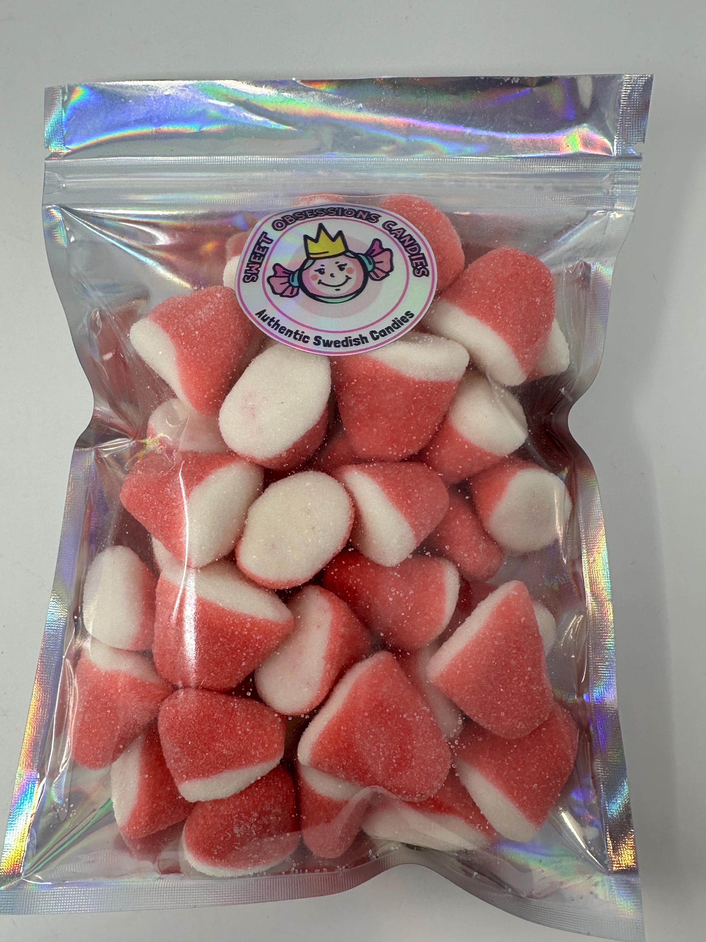 Swedish Strawberry Vanilla Drops | Pink & White Sugar-Coated Gummies | Gluten-Free Scandinavian Candy