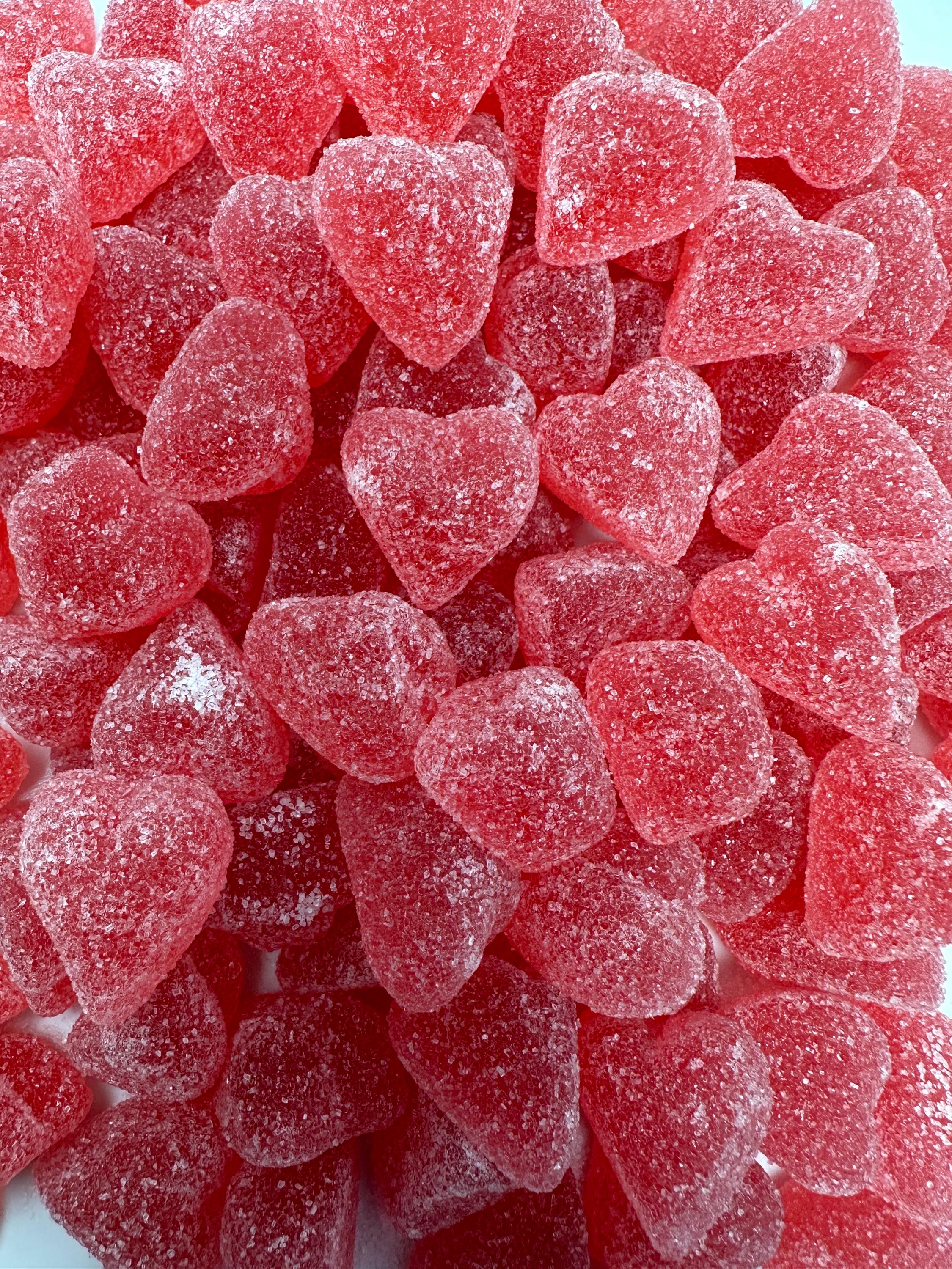 Swedish Sugar Sanded Raspberry Heart Candy | Scandinavian Jelly