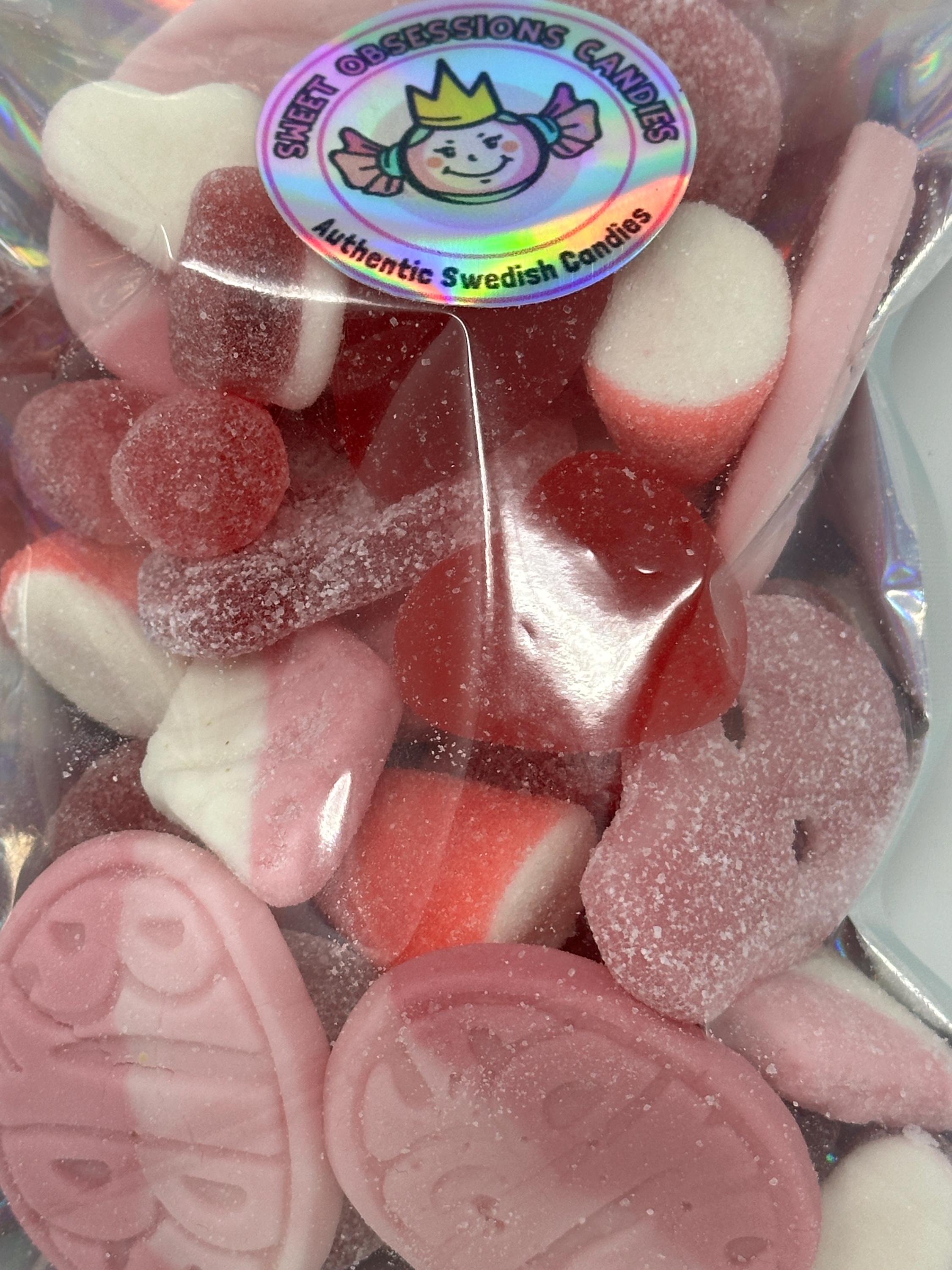 Berry Love Swedish Candy Mix – Raspberry, Strawberry Gummies, Sour Skulls, Hearts