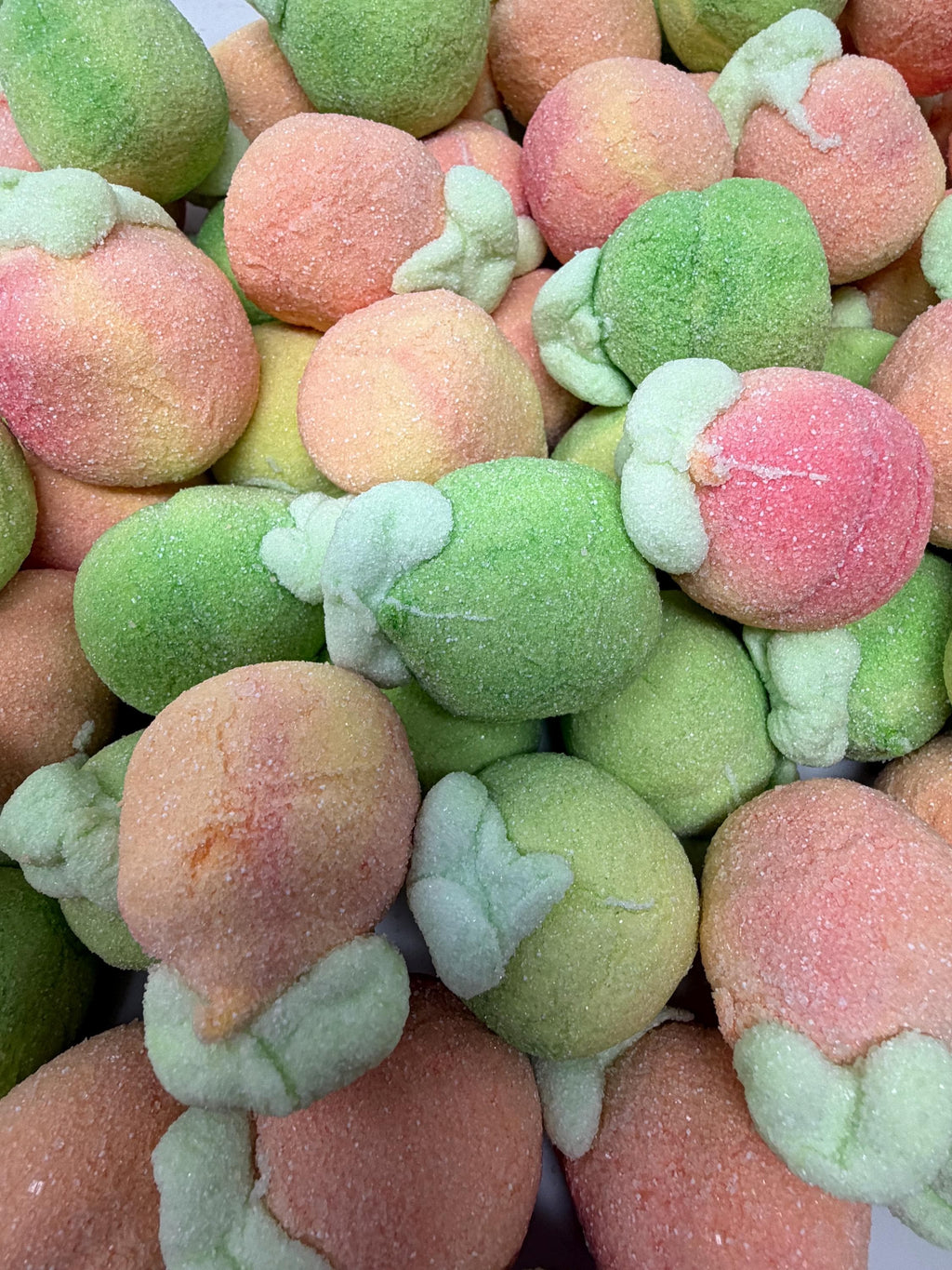 Swedish Marshmallow Jelly Fruits – Peach Apple Candy, Fluffy Foam Jelly Center