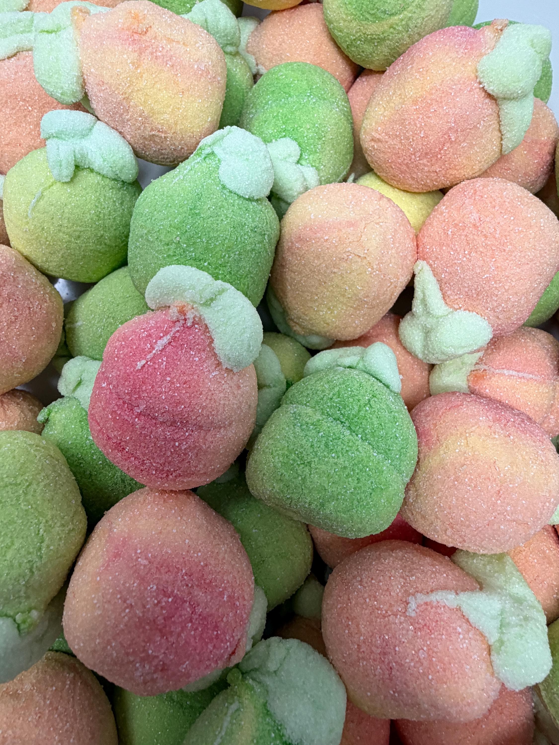 Swedish Marshmallow Jelly Fruits – Peach Apple Candy, Fluffy Foam Jelly Center